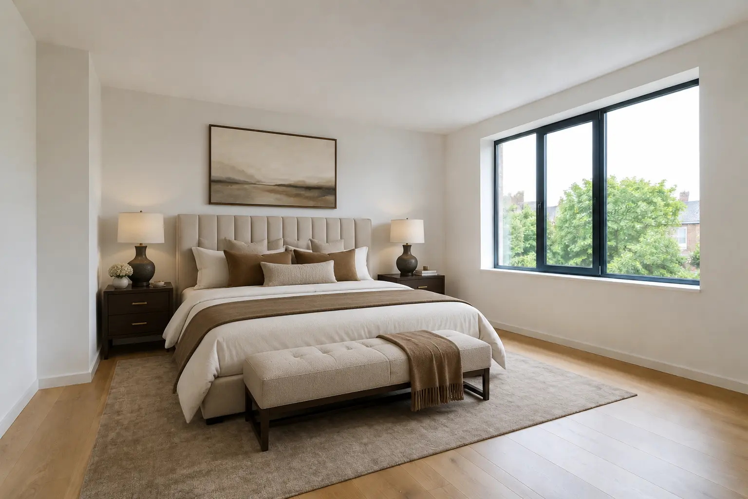 Hoofdslaapkamer als artist impression in Hotel Chic-stijl